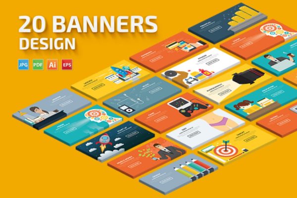 20款概念插画网站广告Banner素材v4 20 Banners