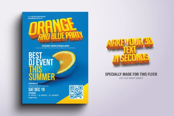 橙色派对活动海报传单设计模板 Orange Party Flyer &amp; Poster Design