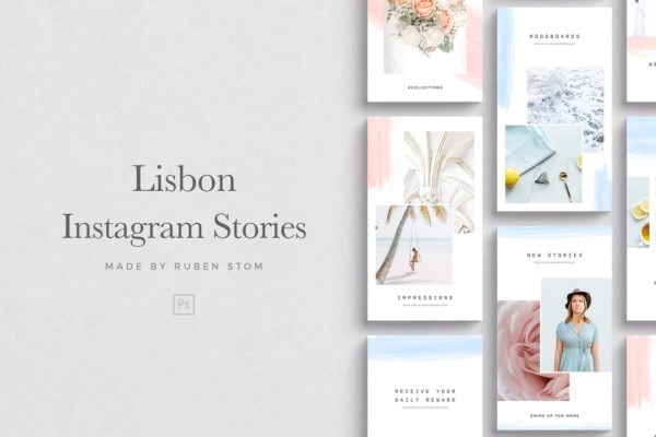 简约可编辑Instagram故事模板16素材网精选 Lisbon Instagram Stories
