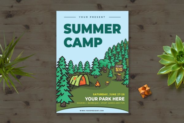 夏令营活动广告海报设计模板v3 Summer Camp Flyer vol.3