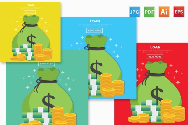 P2P互联网金融网上贷款矢量插画素材 Loan design
