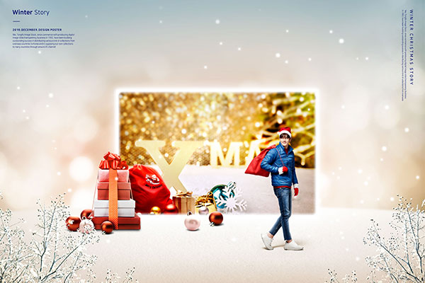 冬季故事圣诞主题海报/贺卡设计素