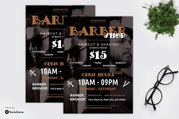 美发沙龙理发店促销活动宣传单模板 Beard &#8211; Barbershop Promotion Flyer RY