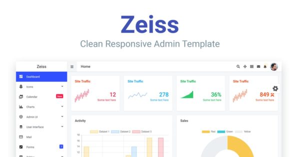 简约响应式设计网站管理后台HTML模板素材中国精选 Zeiss &#8211; Clean Responsive Admin Template