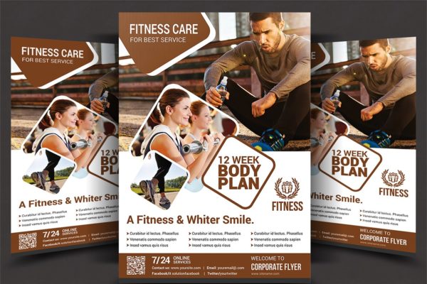 健身俱乐部海报设计传单模板 Fitness Flyer