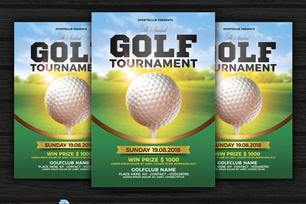 高尔夫锦标赛宣传单模板 Golf Tournament Flyer