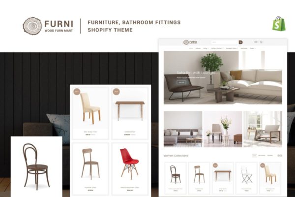 家具/浴室配件商城外贸网站Shopify主题 Furni &#8211; Furniture, Bathroom Fittings Shopify Theme