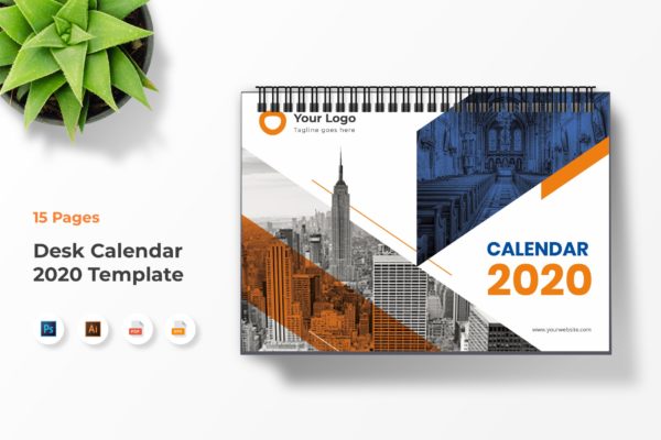 2020年企业定制设计活页年历日历设计模板 Business Calendar 2020