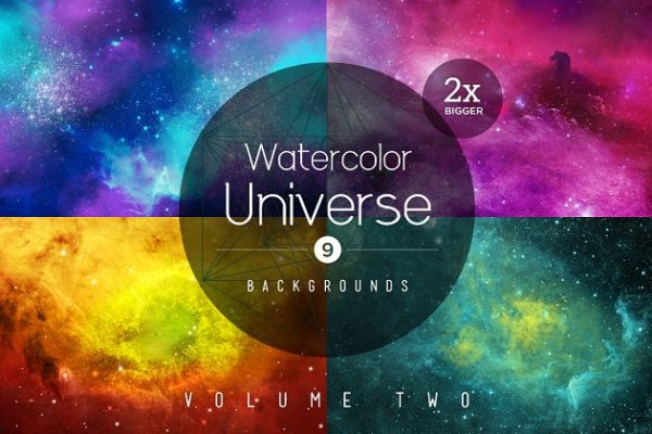 水彩多彩宇宙太空背景 Watercolor Universe Backgrounds &#8211; 2