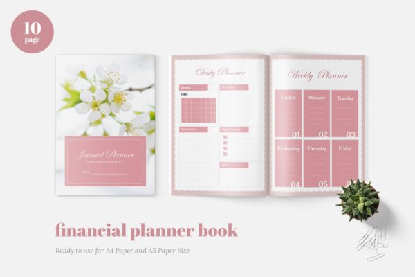 粉色记账本手账本设计模板 Finance Daily Planner Book