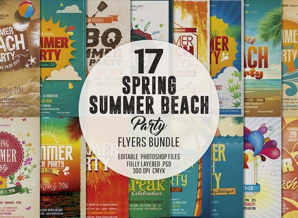 17款春夏必备的海滩类型主题创意海报&amp;专题模版下载[PSD]