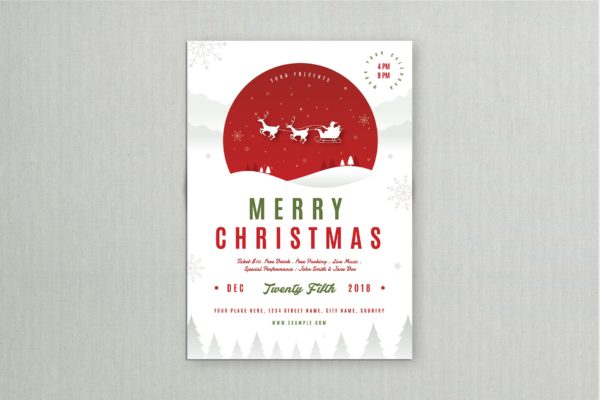 简约风格圣诞节庆祝活动海报传单模板 Christmas Party Flyer