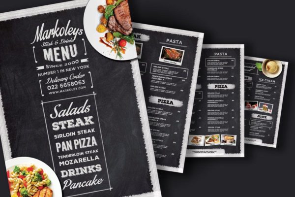 黑板画设计风格咖啡厅菜单PSD模板 Typography Blackboard Menu