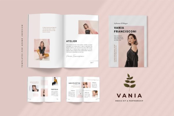 优雅时尚博客媒体品牌宣传设计素材工具包 Vania Media / Press Kit Template