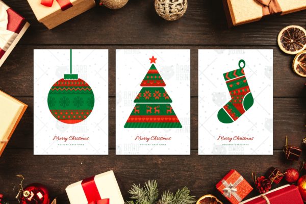 北欧挪威民族特色圣诞节贺卡设计模板 Norwegian Christmas Greeting Cards Set
