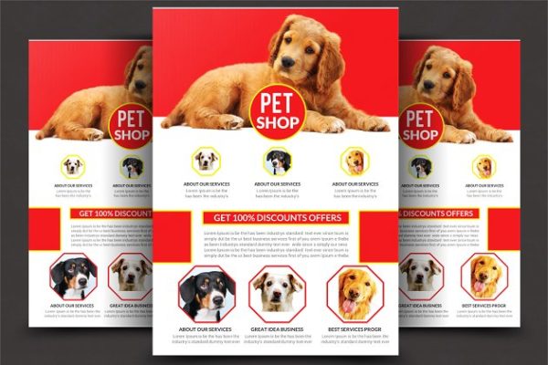 宠物店海报宣传单页设计模板 Pet Shop Flyer