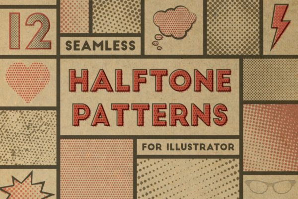 无缝半色色调图案素材 Seamless Halftone Patterns