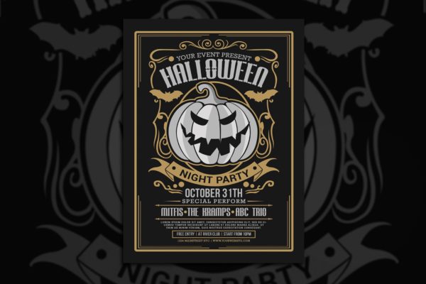万圣节之夜主题活动海报设计模板 Halloween Night Party