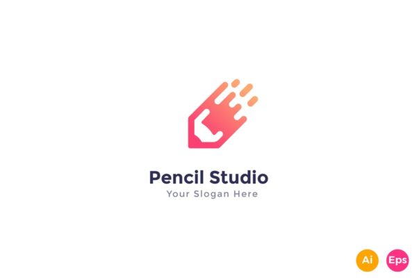铅笔图形创意Logo设计模板 Pencil 