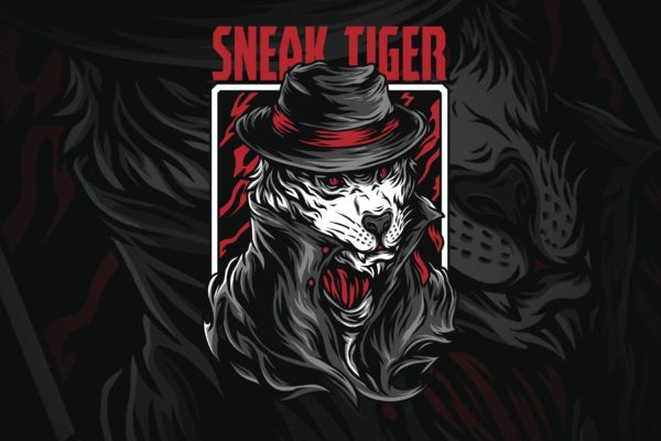 黑帮之虎潮牌T恤印花图案16图库精选设计素材 Sneak Tiger