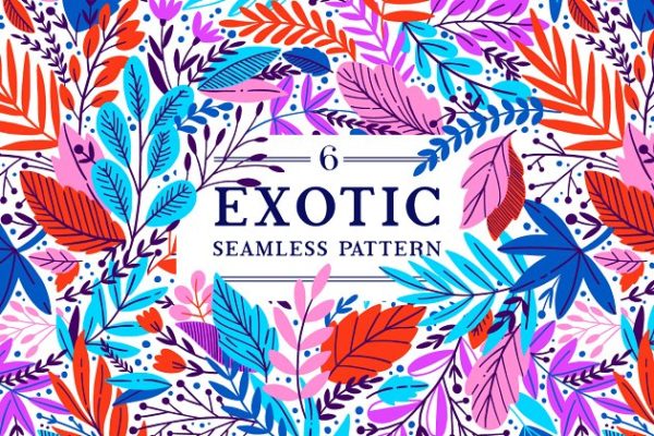 6个色彩鲜艳的异想天开叶子图案 6 Exotic patterns