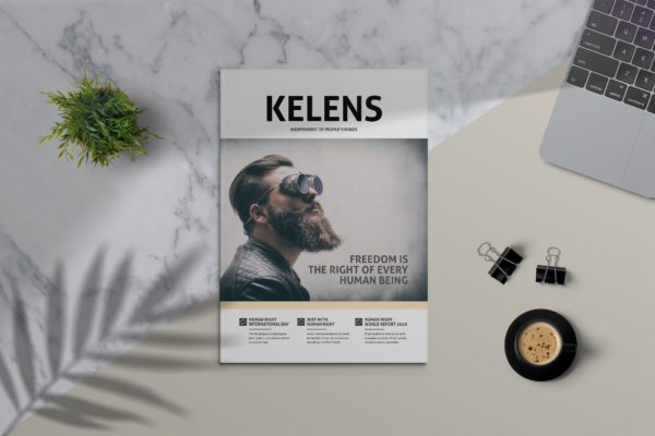 北欧简约风格素材中国精选杂志设计模板 KELENS &#8211; Clean Magazine Template