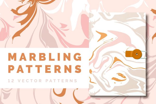 抽象大理石无缝矢量纹理 Marbling Vector Patterns