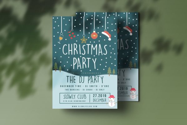 圣诞节主题派对海报传单设计模板 Christmas Party Flyer