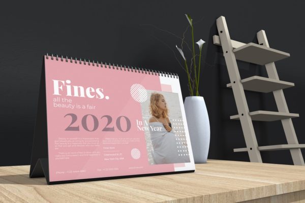 2020年时尚活页台历设计模板 Fines &#8211; Fashion Table Calendar 2020