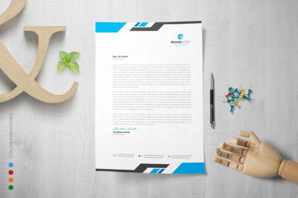 信息科技公司适用的企业信纸设计模板 Letterhead