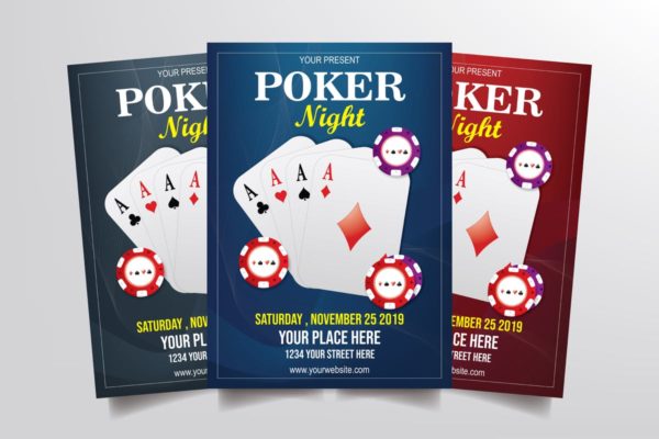 扑克之夜赌场游戏传单模板 Poker Night Flyer Template