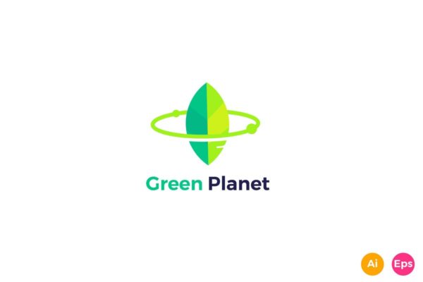 绿色环保主题创意Logo设计模板 Green Planet Logo Template