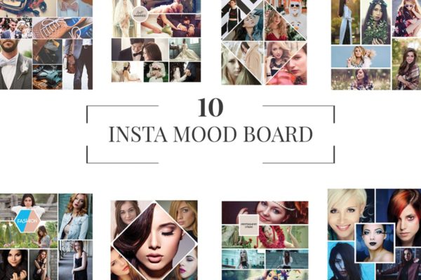 10款Instagram社交媒体人物照片拼图设计模板16图库精选v1 10 Instagram Mood Board Templates V1