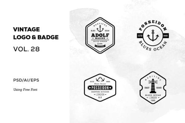 欧美复古设计风格品牌16设计网精选LOGO商标模板v28 Vintage Logo &amp; Badge Vol. 28