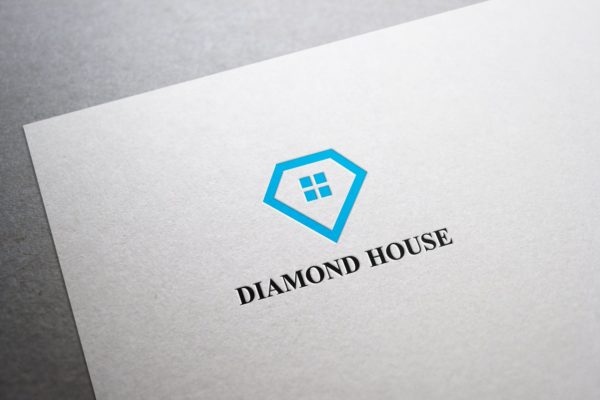 极简主义钻石房子Logo标志 Diamond House Logo