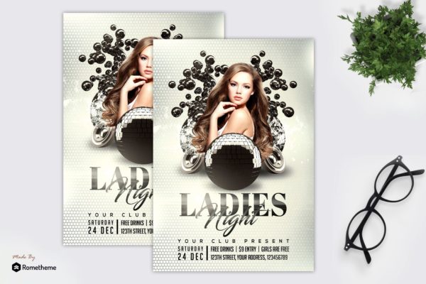 高端女性俱乐部宣传单设计模板 All White Party &#8211; Flyer MR