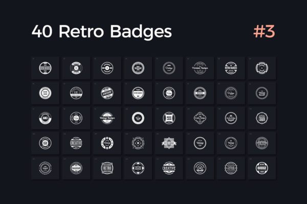 40枚复古徽章Logo模板 Vol. 3 40 Retro Badges Vol. 3