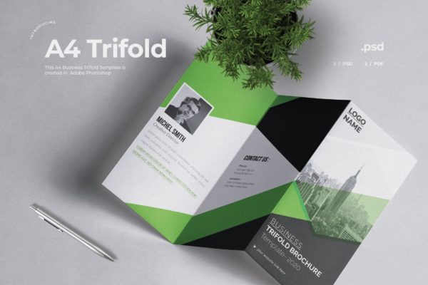 A4尺寸大小企业三折页宣传单模板 Business Trifold Brochure