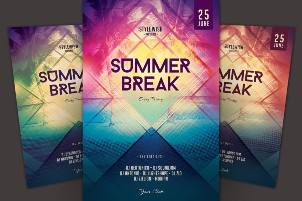 夏季海滩派对活动宣传单模板 Summer Break Flyer Template