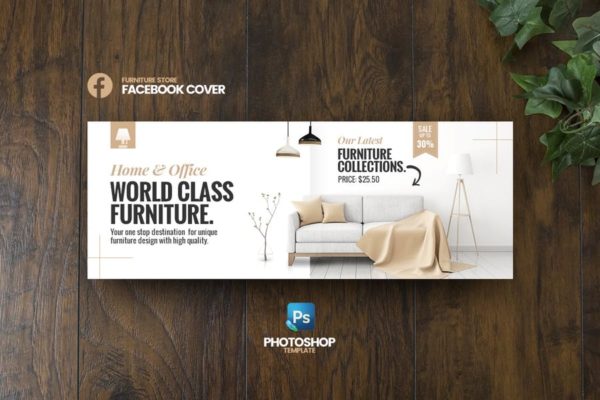 家具品牌/促销活动Facebook封面&amp;Banner16设计网精选广告模板 Best Furniture Facebook Cover template