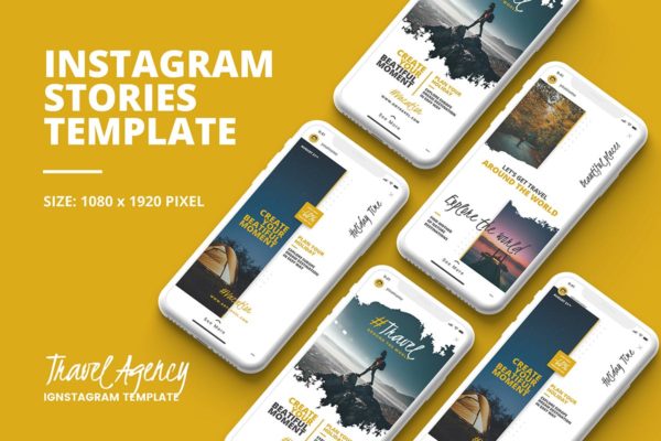 旅游主题Instagram品牌故事社交营销推广广告设计模板16图库精选 Travel Instagram Story Template