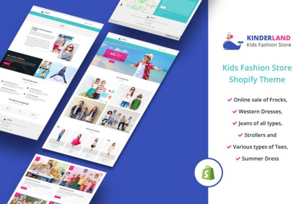 儿童服饰网上商城/外贸网站Shopify主题模板16设计网精选 Kinder land &#8211; Kids Fashion Store Shopify Theme