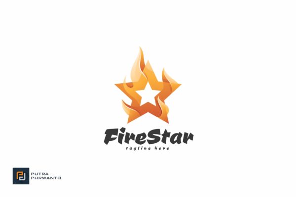 火焰五角星几何图形Logo设计16设计网精选模板 Fire Star &#8211; Logo Template