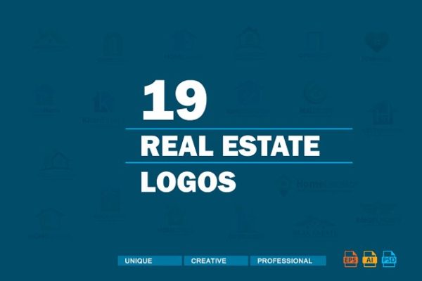 19款房地产公司Logo设计模板 19 Real Estate Logos Bundle