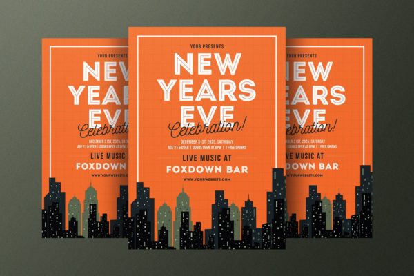 新年前夜酒吧活动海报传单16素材网精选PSD模板 New Years Celebration Flyer