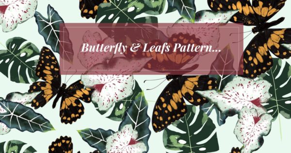 蝴蝶＆落叶高清图案纹理素材 Butterfly &amp; Leafs Pattern