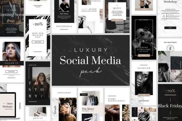 奢侈品电商社交媒体Ins故事贴图模板16图库精选 Luxury Instagram Stories Pack