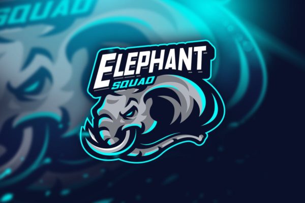 球队团队形象Logo模板 Elephant Squad &#8211; Mascot &amp; Esport logo