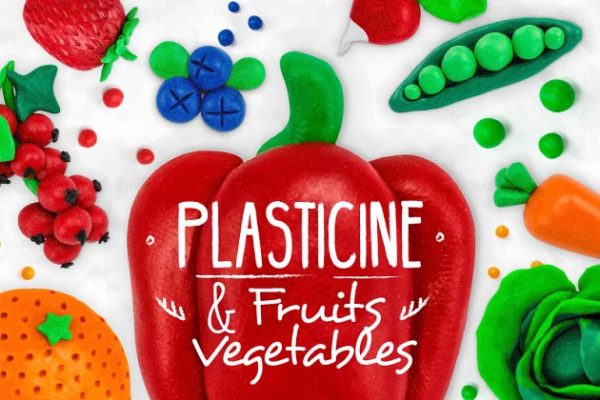 橡皮水果与蔬菜插画素材 Plasticine Fruits &amp; Vegetables