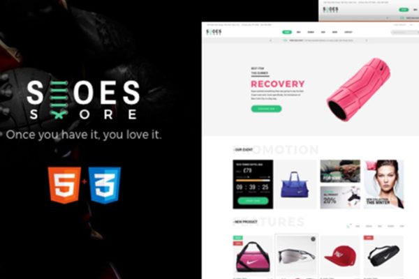 鞋帽运动装备电商网站HTML模板16设计网精选 Shoes &#8211; eCommerce HTML5 Template